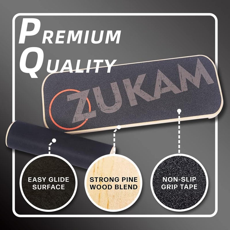 ZUKAM Balance Board Trainer, Wooden Balancing Board with Workout Guide to Exercise and Build Core Stability, Wobble Board for Skateboard, Hockey, Snowboard & Surf Training - Image 2